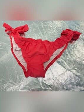 Orange Ruffle Bikini Bottom with Side Ties